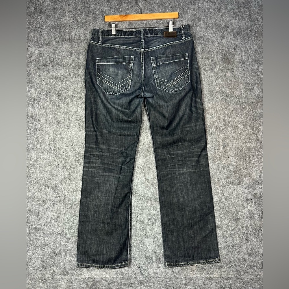 BKE Jeans Mens 34x33 Black Wash Derek Stretch Denim Boots Leg Western Dark